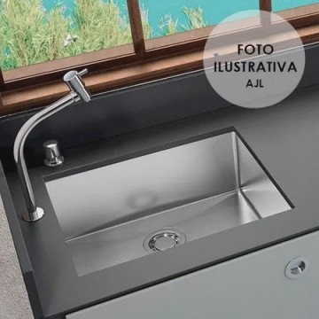 Pia Cuba De Inox Para Cozinha 60x40 Gourmet Luxo Quadrada