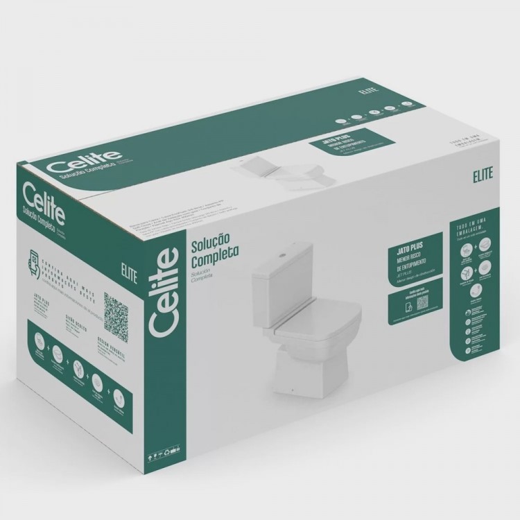 Kit Vaso Sanitário com Caixa Acoplada e Assento Soft Close Elite Celite