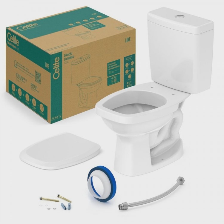 Kit Vaso Sanitário com Caixa Acoplada 6 Litros e Assento Like Celite