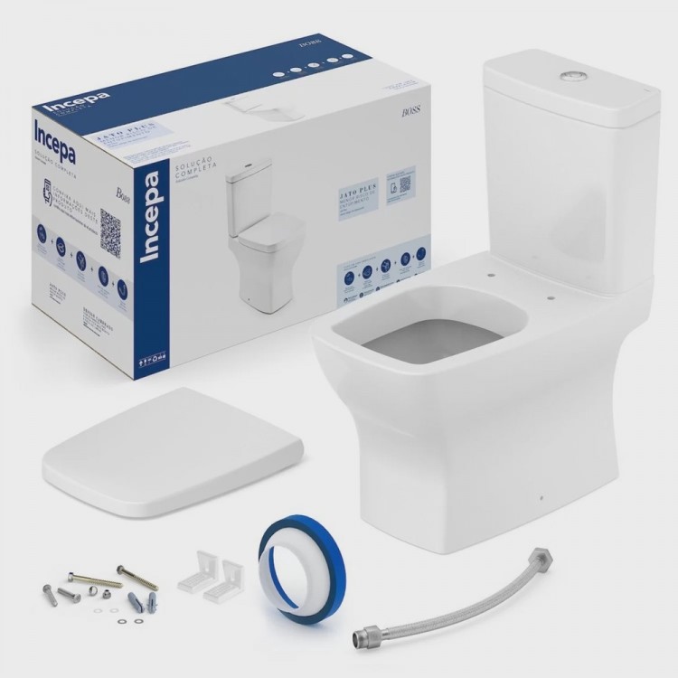 Kit Vaso Sanitário com Caixa Acoplada e Assento Soft Close Boss Incepa