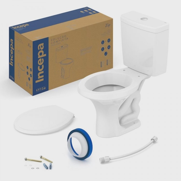 Kit Vaso Sanitário com Caixa Acoplada 6L com Assento Zip Incepa
