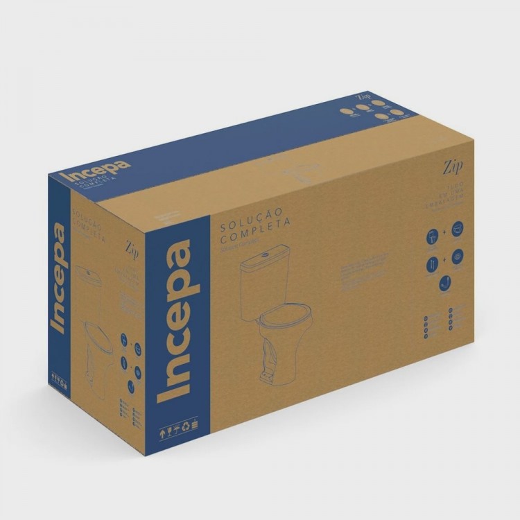 Kit Vaso Sanitário com Caixa Acoplada 6L com Assento Zip Incepa