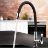 Torneira Cozinha Flexível Gourmet Mesa Bancada Pia 50cm Luxo Silicone Preto Bancada