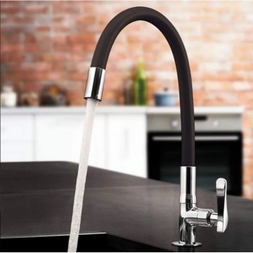Torneira Cozinha Flexível Gourmet Mesa Bancada Pia 50cm Luxo Silicone Preto Bancada