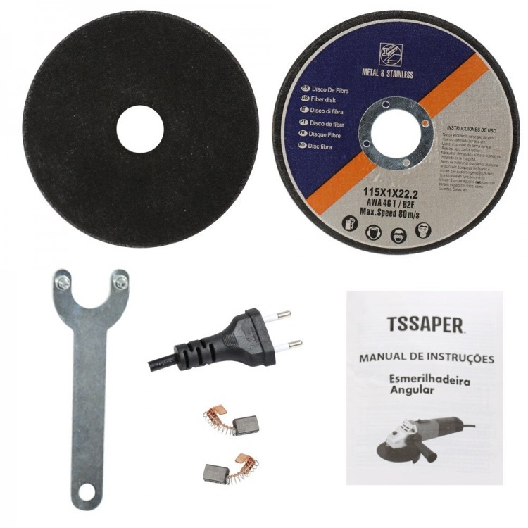 Esmerilhadeira Lixadeira Angular 820w 115mm 4.1/2 11000rpm Tssaper modelo tsea