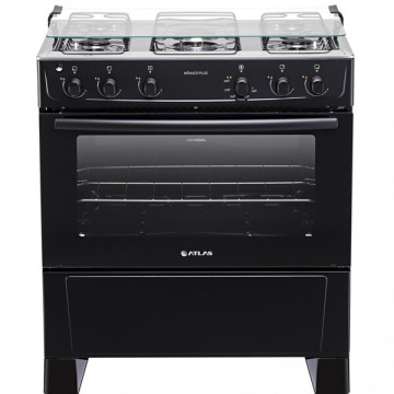 Fogão 5 Bocas Atlas Mônaco Plus Preto Com Mesa Inox Bivolt Fogão 5 Bocas Atlas Mônaco Plus Preto Com Mesa Inox Bivolt