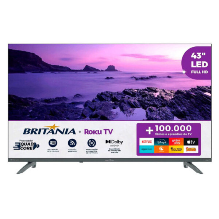 Smart Tv 43pol Btv43va4regb Full Hd Led Dolby Áudio Roku Britânia