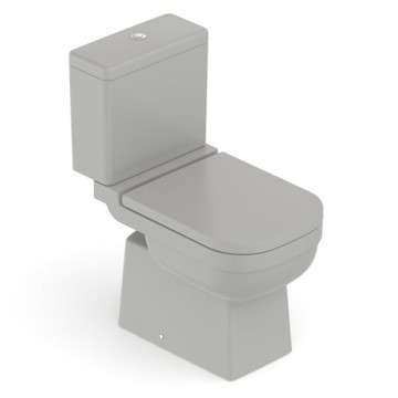 Vaso Sanitário com Caixa Acoplada Cinza Matte Duplo Acionamento 3/6L Vertical Elite Celite