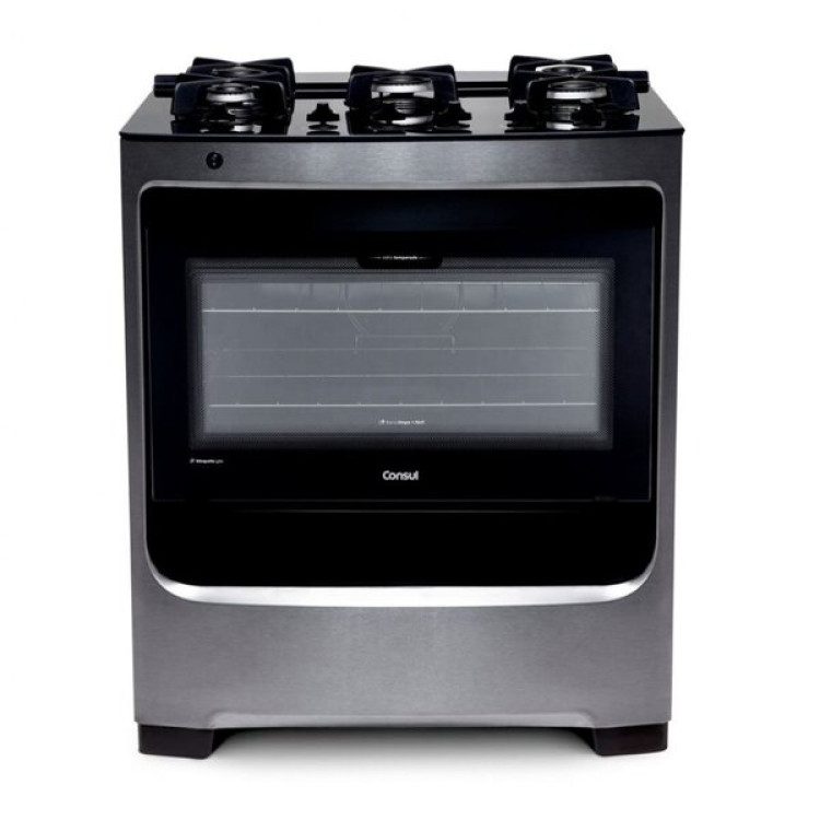 Fogão De Piso 5 Bocas Com Mesa De Vidro Cfs5var Bf Cfs5varun Consul