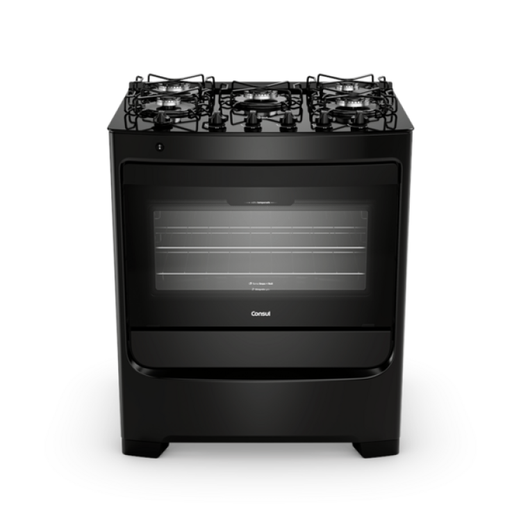 Fogão 5 Bocas Consul Mesa De Vidro Preto - Cfs5vbe Bivolt