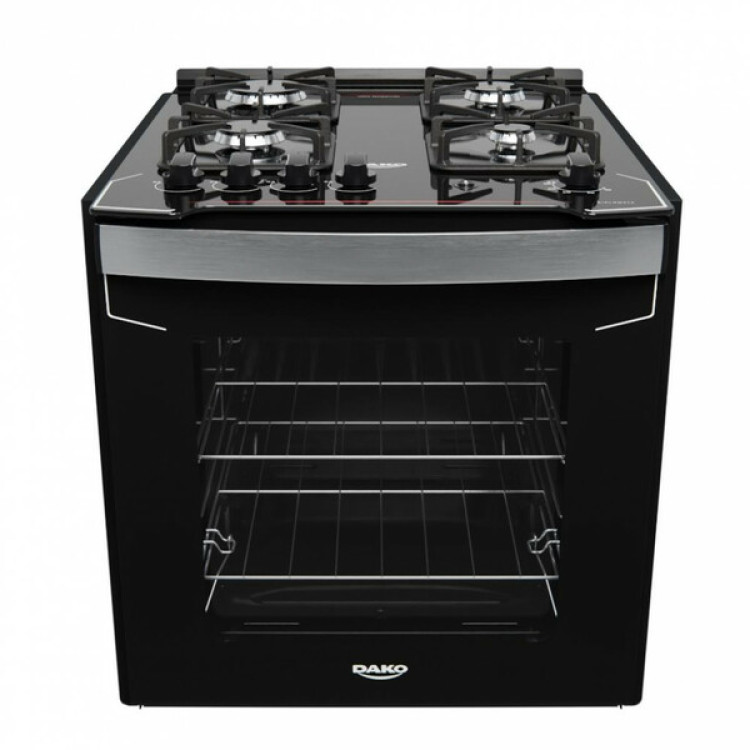 Fogão De Embutir 4 Bocas Preto Com Mesa De Vidro Dako Diplomata Bivolt