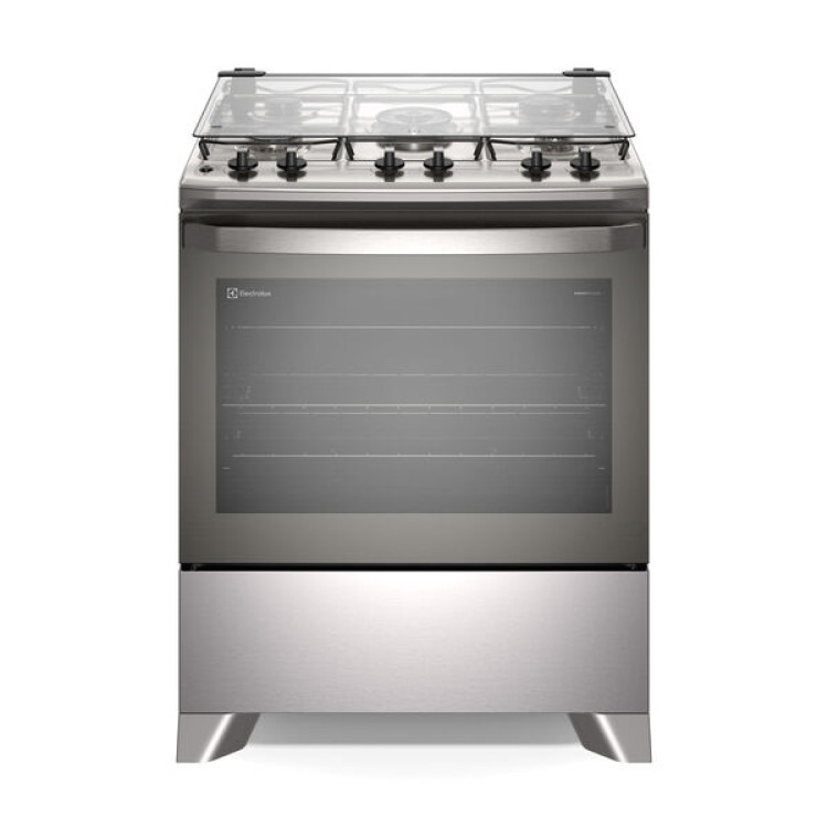 Fogão 5 Bocas Electrolux Cinza Efficient Com Mesa Inox  Perfectcook E Vaporbake (fe5ic) Bivolt