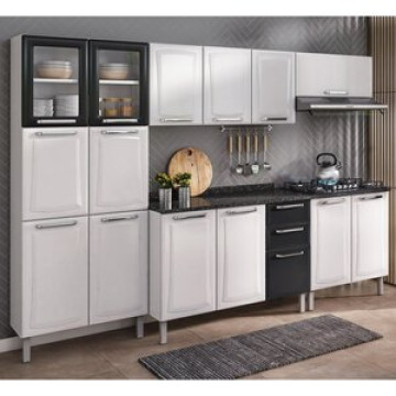 Cozinha Compacta Em Aço 5 Peças 15 Portas 2 Gavetas Paneleiro Duplo Balcão Para Cooktop Em Aço Tarsila Itatiaia