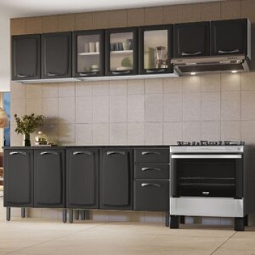 Cozinha Compacta Em Aço 5 Peças 12 Portas 2 Gavetas Em Aço New Premium Itatiaia Grafite