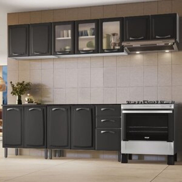 Cozinha Compacta Em Aço 5 Peças 12 Portas 2 Gavetas Em Aço New Premium Itatiaia Grafite