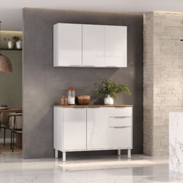 Cozinha Em Aço 2 Peças 5 Portas 2 Gavetas Renova Itatiaia Branco