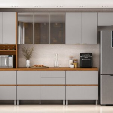Cozinha Completa Modulada 6 Peças 100% Mdf Lumina Itatiaia Cinamomo/fendi