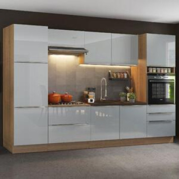 Cozinha Completa Madesa Lux Com Armário E Balcão 9 Portas 5 Gavetas - Rustic/cinza
