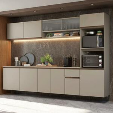 Armário De Cozinha Completa 300 Cm Suspenso Crema Nice Madesa 04