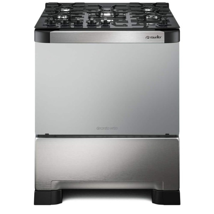 Fogão Mueller De Piso 5 Bocas Decorato Vetro Mesa De Vidro Inox Bivolt