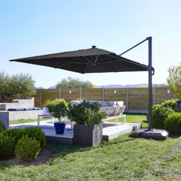 Ombrelone Lateral 2,74x3,91x2,82m Articulável em Alumínio Cinza Sonora II LED Naterial