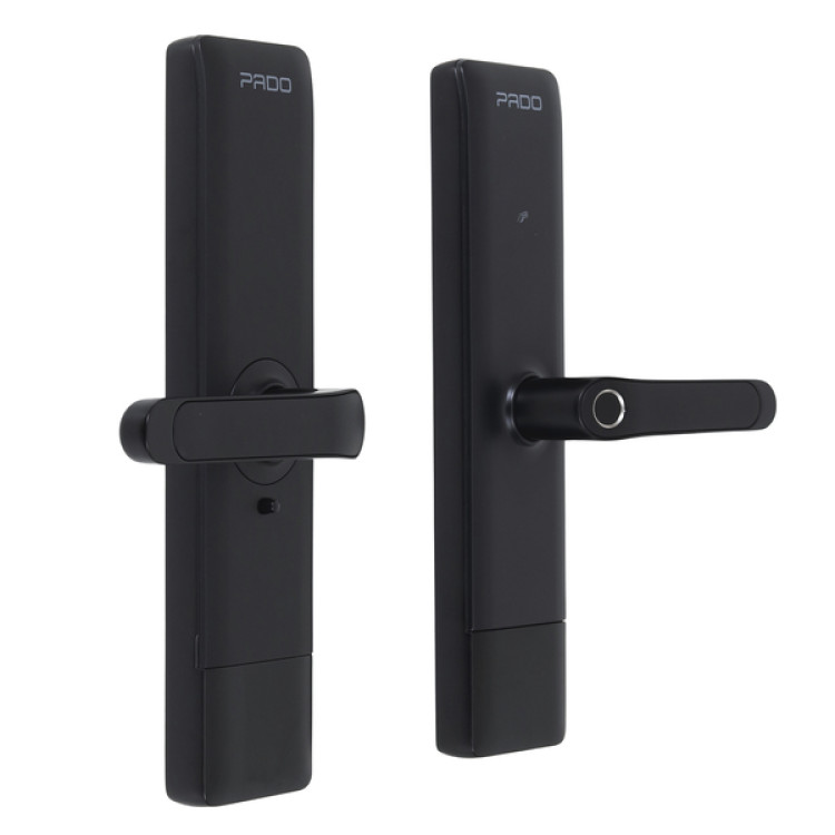 Fechadura Pado de Biometria Cartão Senha Chave Bluetooth e Wi-Fi FDE-600W Resistente à Água Preta de Embutir