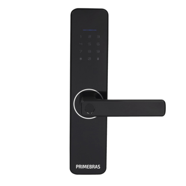 Fechadura Eletrônica Digital Primebras com Wi-Fi, Biometria, Senha, Cartão e Chave Rio Embutir para Porta de Giro