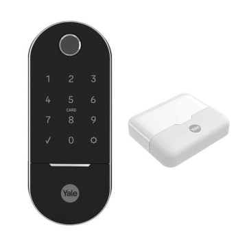 Fechadura Digital Yale com Biometria Cartão Senha Chave Wi-Fi com Hub Lia Resistente à Água Preta Cromada Embutir Fechadura Digital Yale com Biometria Cartão Senha Chave Wi-Fi com Hub Lia Resistente à Água Preta Cromada Embutir