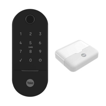 Fechadura Digital Yale com Biometria Cartão Senha Chave Wi-Fi e Bluetooth com Hub Lia Resistente à Água Preta Embutir Fechadura Digital Yale com Biometria Cartão Senha Chave Wi-Fi e Bluetooth com Hub Lia Resistente à Água Preta Embutir
