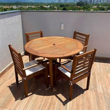 Conjunto Com 1 Mesa 4 Cadeiras Pink Sands  Madeira
